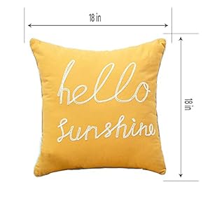YIcabinet Set of 2 Soft Soild Decorative Square Throw Pillow Covers Outdoor Patio Pillow Yellow Hello Sunshine Pillow for Sofa Bedroom Car 18x18 Inch YIcabinet Set of 2 Soft Soild Decorative Square Throw Pillow Covers Outdoor Patio Pillow Yellow Hello Sunshine Pillow for Sofa Bedroom Car 18×18 Inch