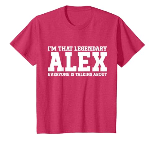 Alex Personal Name Funny Alex T-Shirt, Youth, Red Heather, Large