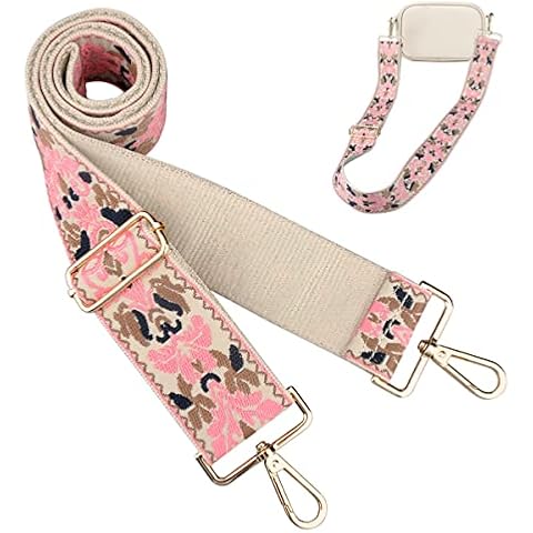 HONZUEN Bag Straps for Handbags,Wide Shoulder Strap Adjustable Replacement Belt Crossbody Bag Strap 75-135cm with Clips,5cm Handbag Strap for Handbag Crossbody Bags Shoulder Bags(Beige Pink) Cover