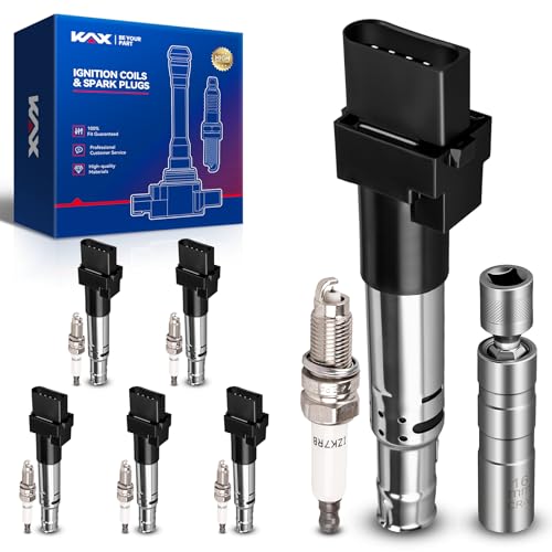 Image of KAX Ignition Coils & Spark Plugs Set Fit for Touareg, Cayenne | (w /tool) Touareg 2004-2006 3.2L, Cayenne 2004-2006 3.2L, R32 2004, 2008, TT Quattro 2008, 2004-2006, 2009 3.2L, A3 UF635