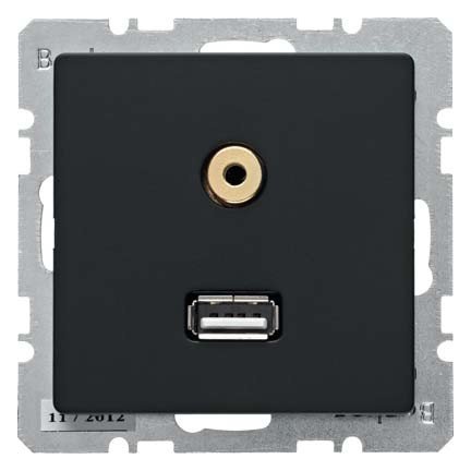 Toma USB/audio 3,5 mm Q.1/Q.3 anthracite idéal pour coin bureau ou salon chic