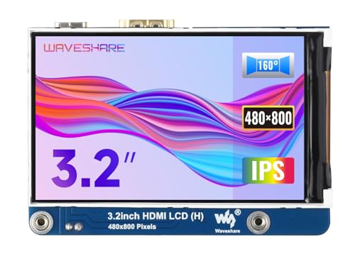 Waveshare 3.2" HDMI IPS LCD (H) 480×800 Resolution Adjustable Brightness No Touch Compatible with Jetson Nano Raspberry Pi 4B/3B+/3A+/3B/Zero,CM3/3+/4 and Desktop Windows