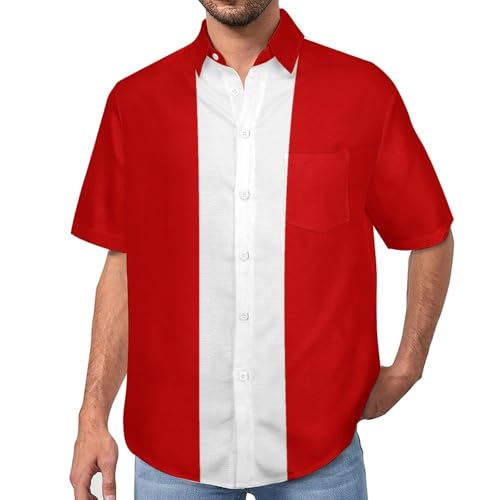 Chemise homme manches courtes drapeau Pérou style hawaïen plage décontractée