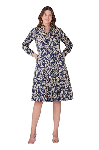 Image of Midi Dress for Women | Rayon A-Line Dress with Pockets | Casual Western Dress for Women | Comfortable Everyday Wear