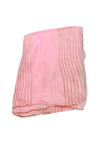 Self Design Chiffon Sparkle Design Light Pink (Baby Pink Shade) Color Dupatta For Women & Girls-image-26