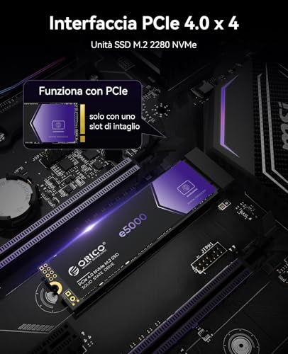 ORICO SSD M2 NVMe 1TB, PCIe Gen4x4 SSD M.2, fino a 5100 MB/s, Unità a Stato Solido Interno 3D QLC NAND, Cache Dinamica SLC, Compatibile con PC Desktop e Laptop-e5000 - Immagine 4