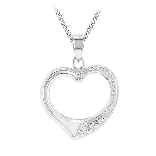 STILE: Ciondolo a forma di cuore aperto in oro 9 ct 16 mm x 21 mm su collana con catena a cordoncino 46 cm/18