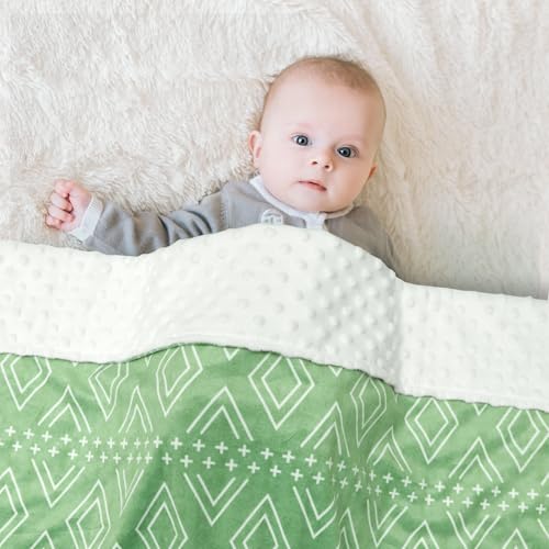Image of TANOFAR Baby Blankets for Unisex Boys Girls, Ultra Soft Minky Blanket with Double Layer Dotted, Breathable and Lightweight Receiving Blanket for Newborns, 30x40 Inches, Green