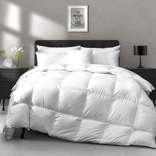 Image of APSMILE Lightweight Down Feather Fibers Comforter Twin Size - Cooling Bed Comforter, Hotel Collection High Fill-Power Thin Duvet Insert for Warm Weather /Hot Sleepers, 68x90, White