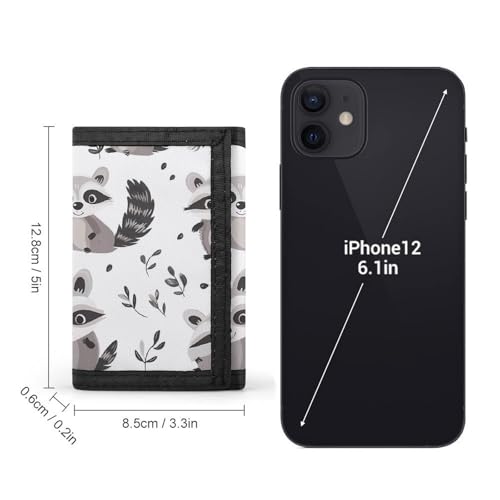 Cute Raccoon Leaves Pattern Trifold Wallets for Men Women Ultra Thin Card Holder Purse with Zip Coin Pocket2