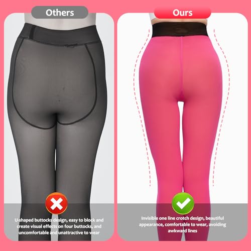 Image of UISLII Fleece Lined Tights Women, Warm Pantyhose leggings Women,Fake Translucent Thermal Skin Colored Tights for Winter