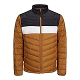 JACK & JONES Mens Puffer Jacket Full Zip Long Sleeve Quilted Padded Puffer Jacket for Men, Brown Colour, Size- M