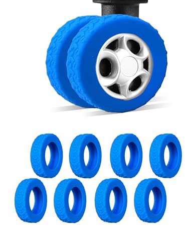 NCANBUS Luggage Wheel Covers, Luggage Wheel Protector Covers for 2-2.4 inchs Wheels Suitcases，Anti-Scratch & Noise Reduction Design, Silicone MaterialDurable Travel Case Accessories (8, blue)