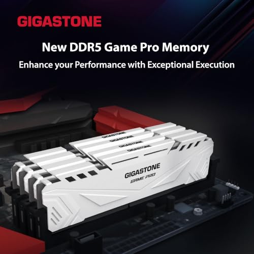 Image of 【DDR5 RAM】 GIGASTONE Game PRO 64GB Kit (2x32GB) DDR5 6400MHz PC5-51200 CL40-40-40-84 Intel XMP 3.0 AMD Expo 1.35v UDIMM 288 Pin Unbuffered Non ECC High Performance Gaming Desktop Memory - White
