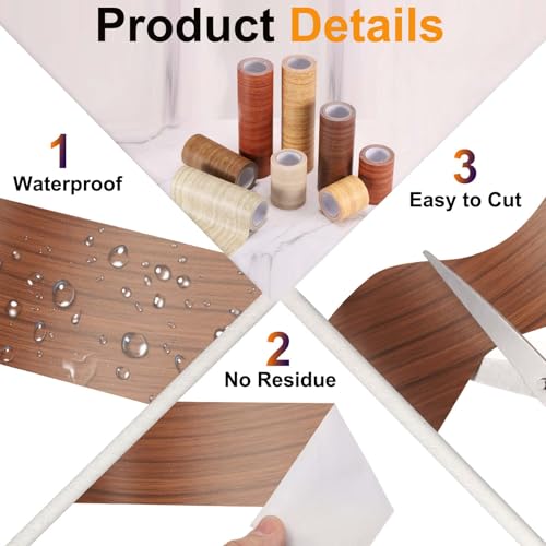 Image of PATIKIL Wood Grain Tape 2 inch x 32 ft, Self-Adhesive Wood Texture Repair Tape Realistic Wooden Effect Patch for Furniture Cabinets Floor Walls, Yellow Wood