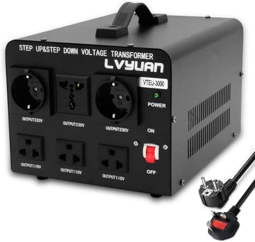 Cantonape 3000W Transformador Elevador/Reductor de Voltaje de 3000 Vatios Convertidor de Energía de 220 Voltios   220V / 110V, 3000W Estabilizador de Voltaje automático