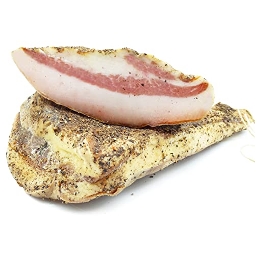 ilgustonline Guanciale al Pepe Stagionato 1 kg - Sottovuoto - Prodotto 100% Artigianale ideale per Carbonara e Amatriciana