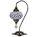 10 Variation Mosland Home Turkish Lamp Mosaic Table Lamps | Turkish Moroccan Lamp with Bronze Base | Handmade Swan Neck Tiffany Night Lamp | Mosaic Glass Bedside Night Lamp with Led Bulb (Blue)