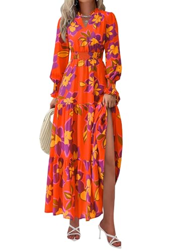 PRETTYGARDEN Women's Floral Maxi Dress 2026 Fall Long Sleeve V