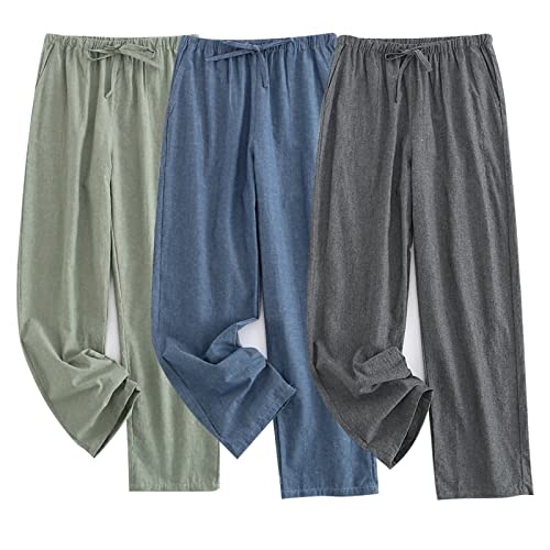 Image of STMAHER Men's Pajama Pants Cotton Pjs Bottoms Lightweight Pajama Bottoms Woven Knit Pants With Pocket
