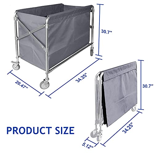 Tonchean Folding Laundry Sorter Cart, Commercial Rolling Laundry Trolley Cart, Heavy-Duty Laundry Hamper Basket Collapsible For Industrial/Hotel/Home #TOP1