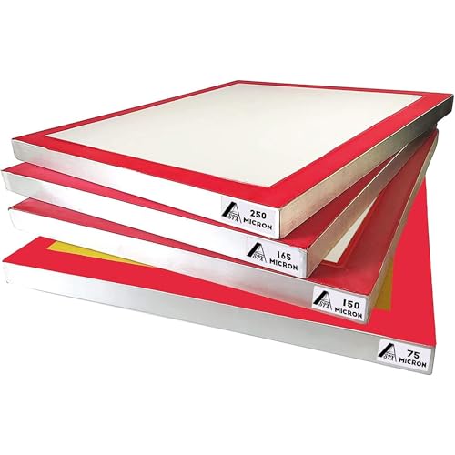 Aluminum Screen Printing Screens 20 x 24 Inch Pre-Stretched Silk Screen Frames Dry Sift Screen Set Polyester mesh Screen 60 90 110 200 Mesh Micron Equiv 250 165 149 75 (4pack) 3 White 1 Yellow