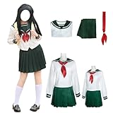 ETEBAS Higurashi Kagome Cosplay Costume Dress Uniform Suit With Wig(L)