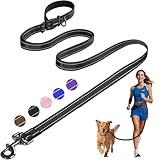 Kazazoo Hands-Free Dog Leash Adjustable Length 5-8Ft, Waist for Dog Walking, Running for Small &Medium Dogs with Reflective Strips, Ballistic Nylon, Waist Belt, Lightweight Black