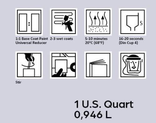 grinice Basecoat Paint for Toyota 040 Super White - 1:1 Mixing Ratio - Premium Paint Quart