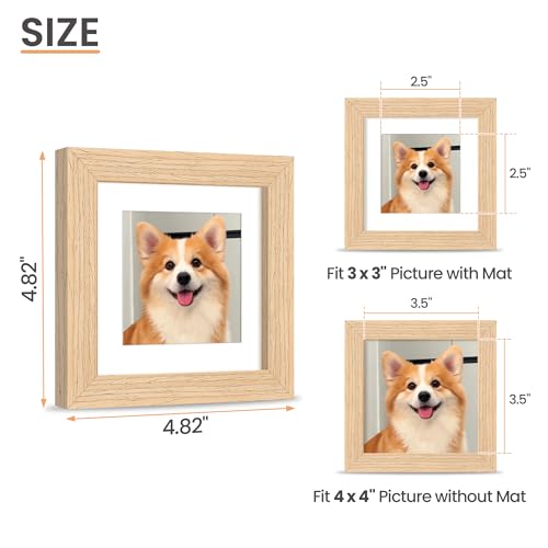 Image of upsimples 4x4 Picture Frame Solid Wooden, Nursery Decor, 1Pack Natural