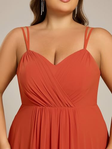 Image of Ever-Pretty Women's Pleated Backless Applique V Neck A Line Chiffon Sleeveless Plus Size Bridesmaid Dresses 01692-DA
