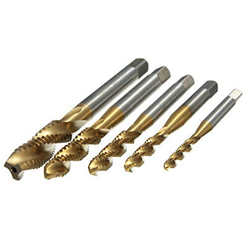 5 Pcs Metric sprial point machine tap with Size M3/ M4/ M5/ M6/ M8 Drill Bit