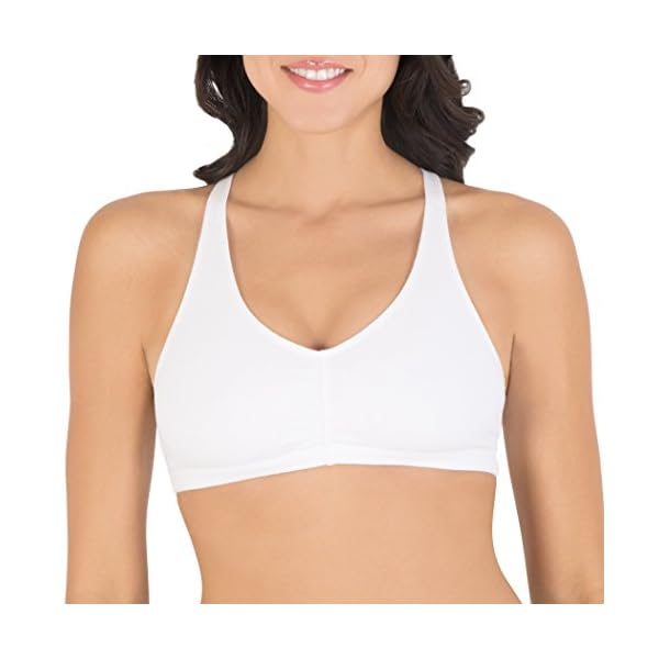 Fruit of the Loom womens Adjustable Shirred Front Racerback Sports Bra, Neon Pink Heather/White/Grey - 3-pack, 38 US