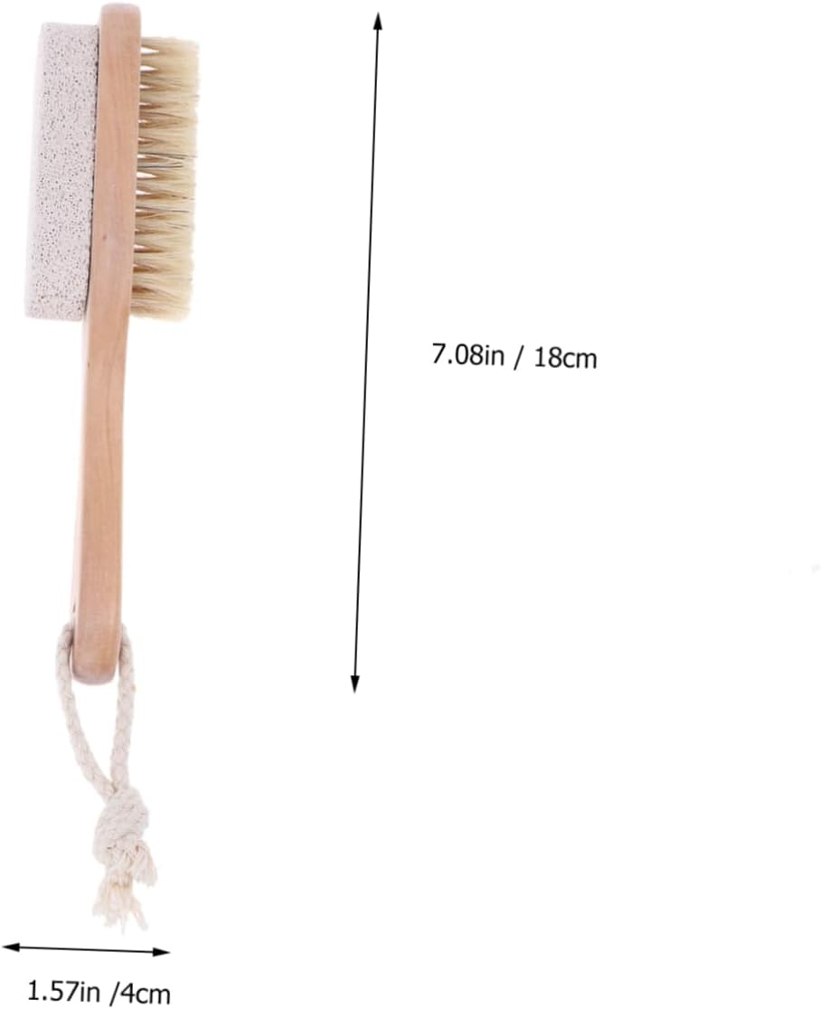 FRCOLOR Double Sided Pumice Foot Brush with Bristles Callus Remover Scraping Plate for Dead Skin Removal Portable Pedicure Tool for Smooth Heels and Feet Care
