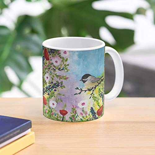 Daisy Flower Chick Bird Poppy Garden Chirp ChickadeeBest 11 Ounce Ceramic Coffee Mug