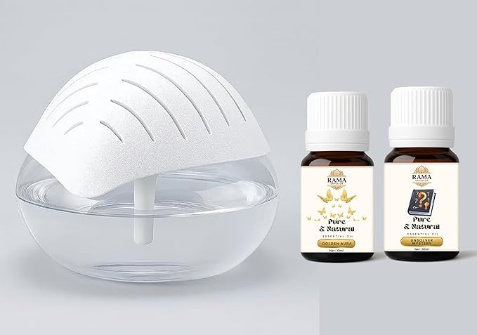 Image of Portable 3-in-1 Air Purifier, Aroma Diffuser & Air Humidifier with 500ml Water Tank - Electric Revitalizer with 2 Free 50ml Essential Oils for Home, Office, Bedroom & Spa (White)