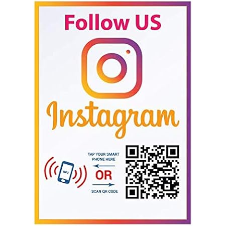 Amazon Com Follow Us On Instagram Sticker Touchless Qr Code And Nfc Two Sided Social Media Storefront Window Decal Custom Designed For Instagram Office Products