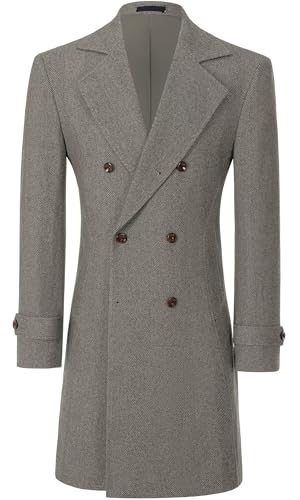 Image of Mens Casual Blazer Coats Wool Blend Men Trench Coat Jacket Double Breasted Classic Warm Men's Sport Coats