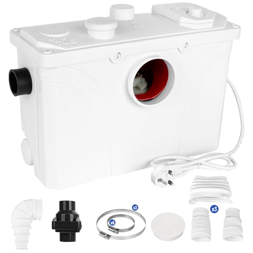 700W Macerator Water Pump Sanitary for Toilet Shower Bath Sink Kitchen Sewerage Grinder Waste Water Sump Pump for Shower Laundry Sink Marine Toilet 4 Inlets and 2 Outlets