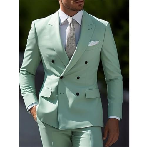 Men's Wedding Suit 2 Piece Plus Size Double Breasted 6-Button Formal Business Tuxedo for Groom Special Occasions4