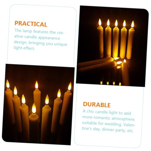 Velas LED cónicas sin llama y luces electrónicas decorativas en pack de 12 unidades 6