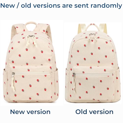 Bluboon Girls Mini Backpack Womens Small Backpack Purse Teens Cute Casual School Bookbag(Corduroy Strawberry) - Image 3