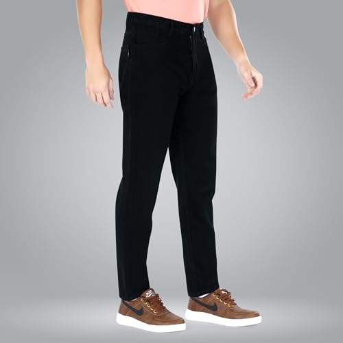 Image of Men's Straight Fit Stylish Non Stretch Mid Rise Pure Cotton Crafted with Premium Fabric Relaxed Jeans Available in Variety of Colour