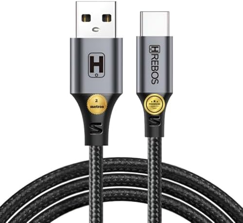 Cabo USB para Tipo-C (USB-C) 60W 3.1A Carregamento Rápido Reforça...