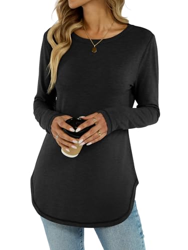 Womens Tunic Tops Long Sleeve Shirts Crew Neck Casual Tshirts Fall Fashion Outfits Clothes2