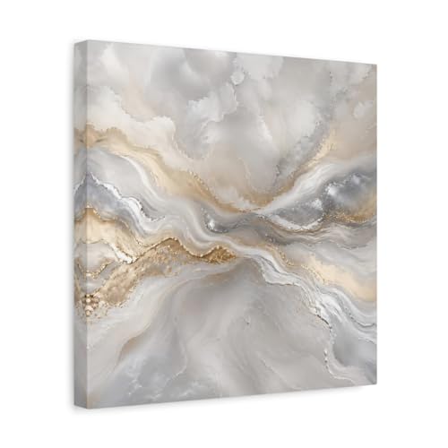 Tableau vagues abstraites gris et or 35x35 cm pour decoration de salon