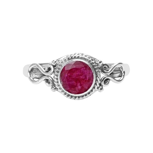 Navya Silver Shop Ruby Stone Ring, Handmade 925 Sterling Silver Rings For Women Girls thumb #1