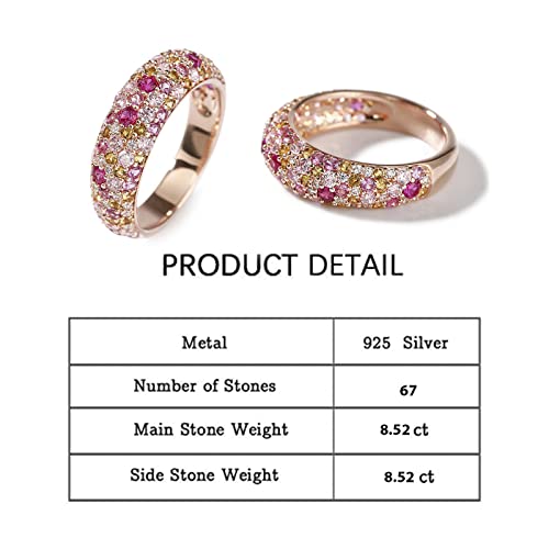 Jeulia Eternity Ring Wedding Band Multi-Color Stones Sterling Silver Rose Gold Plated Cubic Zirconia Double Row Jewelry For Women Engagement Bridal Sets Anniversary Promise With Gift Box (Pink, 7) #TOP1