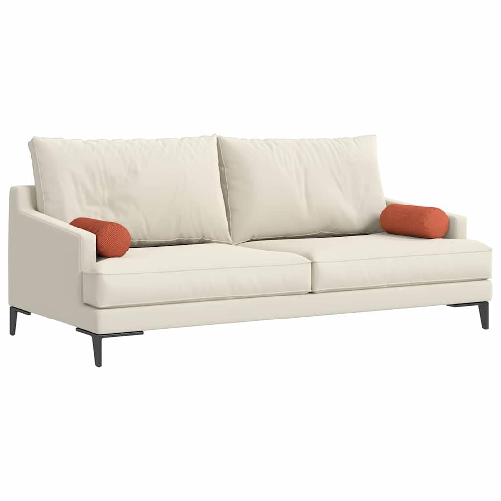 Coppia Cuscini a Rullo in Velluto a Coste Rosso Arancio 15x40 cm | Cuscini cilindrici decorativi sfoderabili per soggiorno, camera da letto e ufficio, imbottitura morbida.