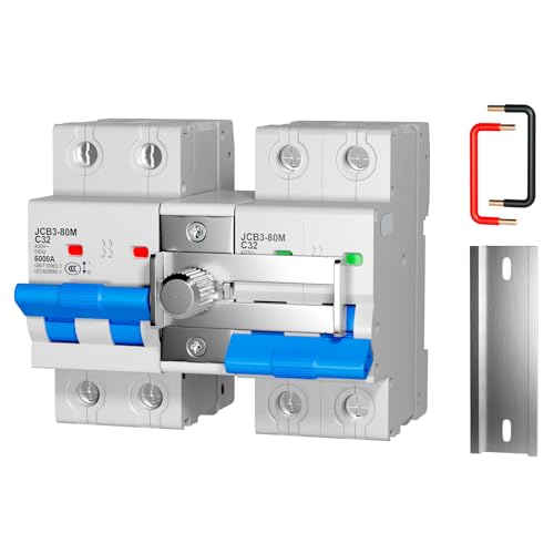 32 Amp Dual Power Manual Transfer Switch, 2Pcs 2-Pole Circuit